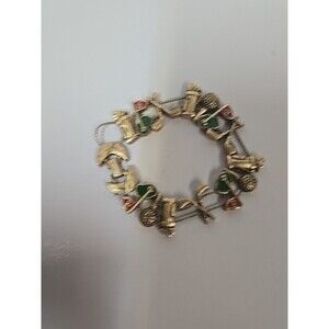 Vintage Goldette Slide Bracelet Rare Golf Charms